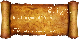 Mansberger Ámon névjegykártya